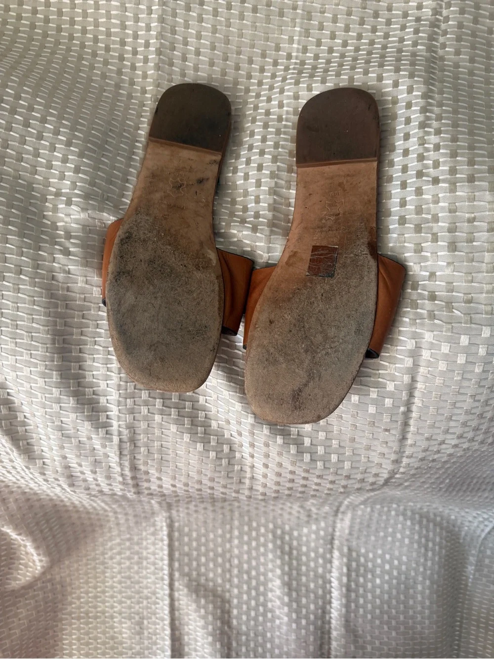 Tory Burch Leather Logo Slide Sandals - Tan/Cognac